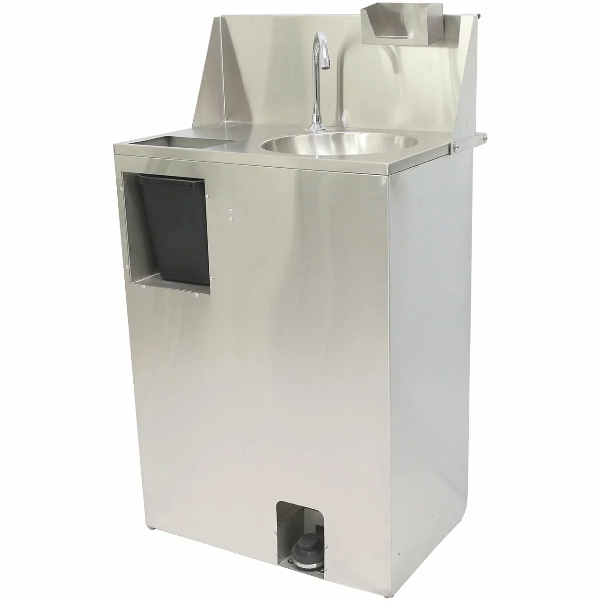 Foot Operated Mobile Wash Basin With Backsplash Paper Towel Dispenser & Castors Stainless Steel | Adexa WHF278 1 Foot Operated Mobile Wash Basin With Backsplash Paper Towel Dispenser & Castors Stainless Steel | Adexa WHF278