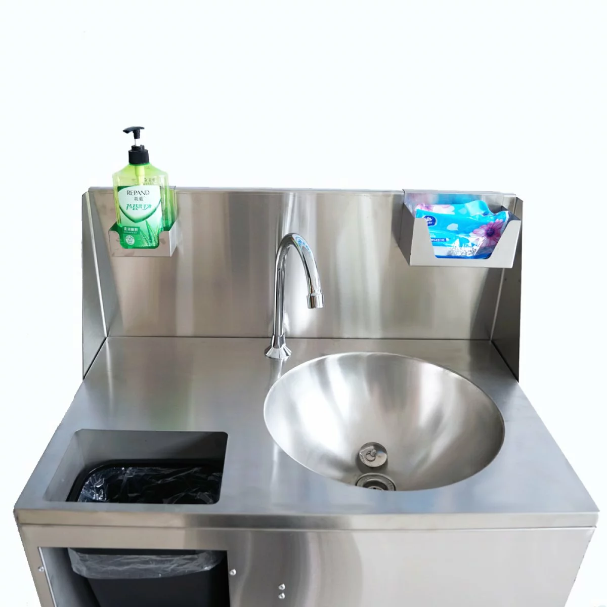 Foot Operated Mobile Wash Basin With Backsplash Paper Towel Dispenser & Castors Stainless Steel | Adexa WHF278 5 Foot Operated Mobile Wash Basin With Backsplash Paper Towel Dispenser & Castors Stainless Steel | Adexa WHF278 - Image 5