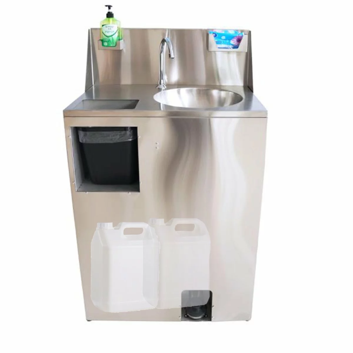 Foot Operated Mobile Wash Basin With Backsplash Paper Towel Dispenser & Castors Stainless Steel | Adexa WHF278 4 Foot Operated Mobile Wash Basin With Backsplash Paper Towel Dispenser & Castors Stainless Steel | Adexa WHF278 - Image 4