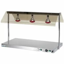 Buffet Food Warmer With Gantry Stainless Steel 3 Infrared Lamps Sneeze Guards 3xGN1/1 | Adexa WM3F
