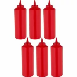 6 Pack Of Squeeze Sauce Bottles 710ml/24oz Red | Adexa WQSB24WR