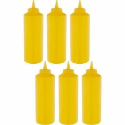 6 Pack Of Squeeze Sauce Bottles 710ml/24oz Yellow | Adexa WQSB24WY