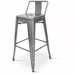 High Bar Stool Steel Grey With Backrest Indoors | Adexa WW171G