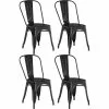4pcs Bistro Dining Chair Steel Black Indoors | Adexa WW60