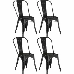 4pcs Bistro Dining Chair Steel Black Indoors | Adexa WW60