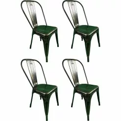 4pcs Bistro Dining Chair Steel Antique Bronze Indoors | Adexa WW60BZ