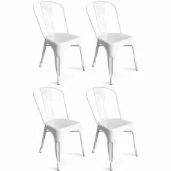 4pcs Bistro Dining Chair Steel White Indoors | Adexa WW60W