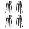 High Bar Stool Steel Black With Backrest Indoors | Adexa WW62