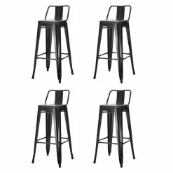 High Bar Stool Steel Black With Backrest Indoors | Adexa WW62