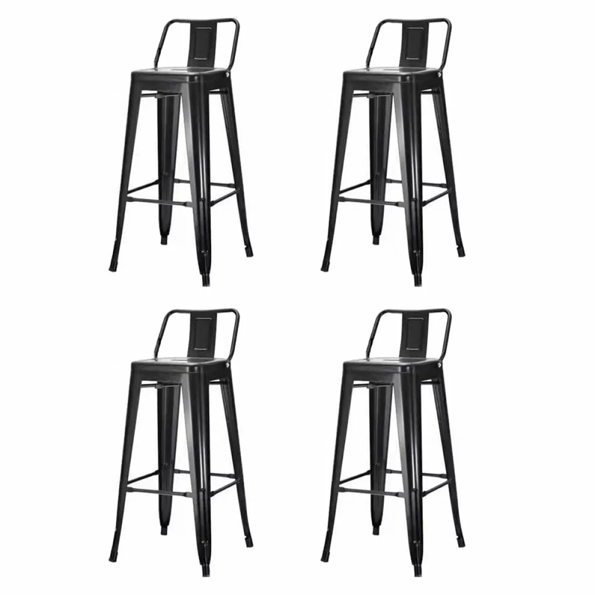 High Bar Stool Steel Black With Backrest Indoors | Adexa WW62 1 High Bar Stool Steel Black With Backrest Indoors | Adexa WW62