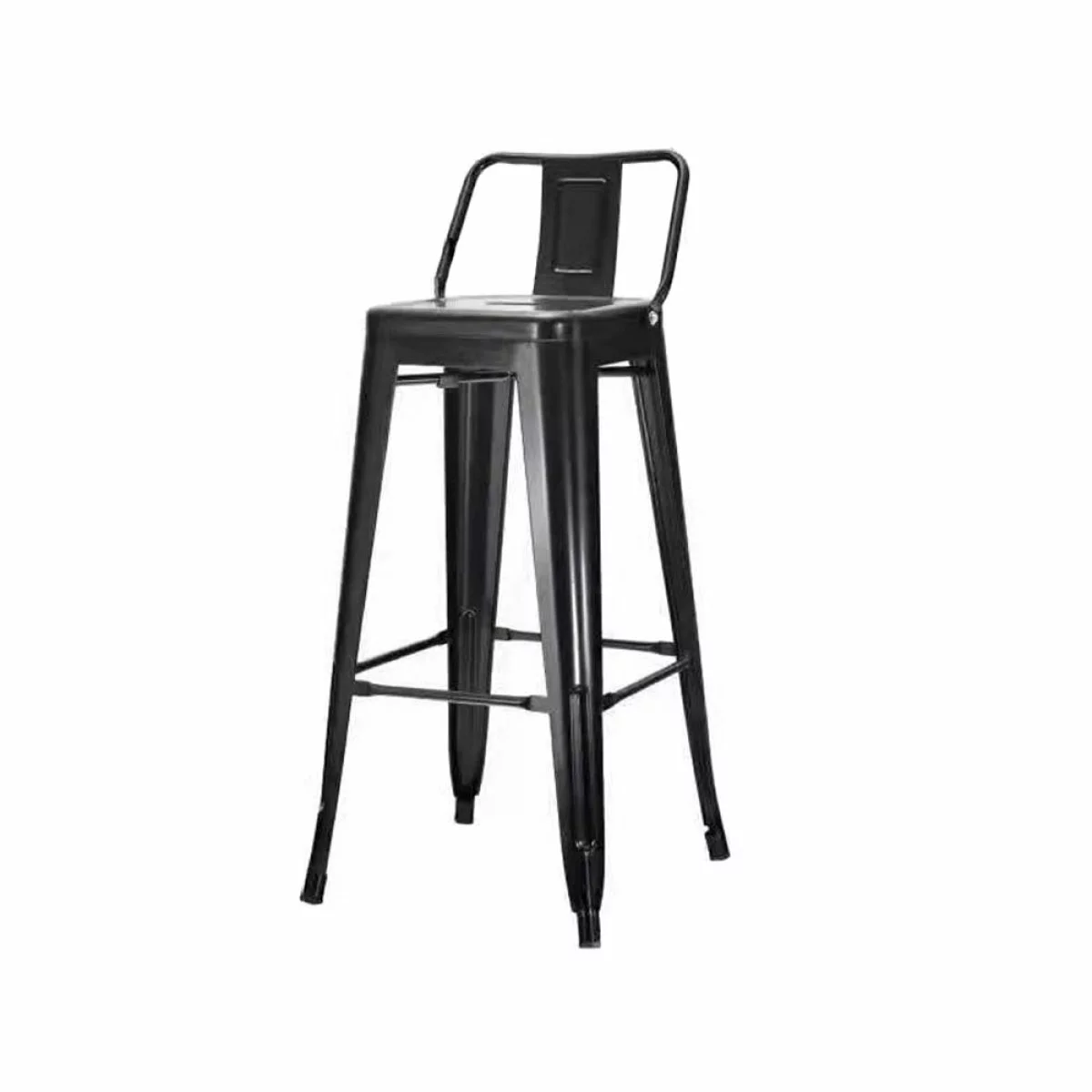 High Bar Stool Steel Black With Backrest Indoors | Adexa WW62 2 High Bar Stool Steel Black With Backrest Indoors | Adexa WW62 - Image 2