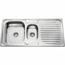 Drop In Double Basin Sink With Drainer Stainless Steel | Adexa YTD10550A
