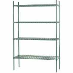Commercial Shelving Unit 4 Tier 1000kg Width 1200mm Depth 600mm Green Zink & Epoxy Wire | Adexa ZG12060180A4